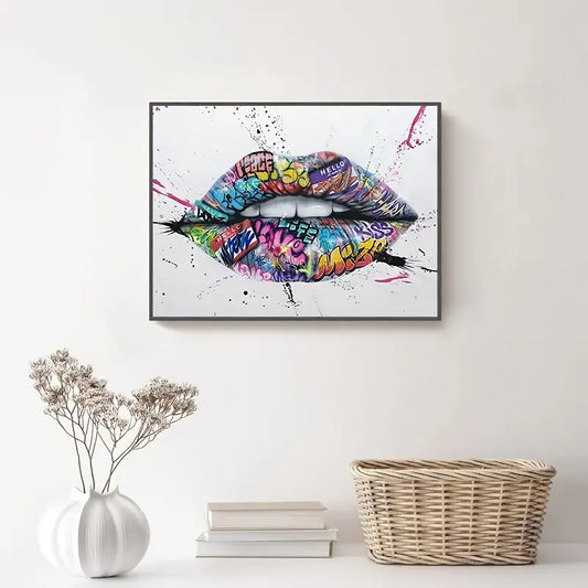 Street Graffiti Lip Canvas Art for Home Decor
